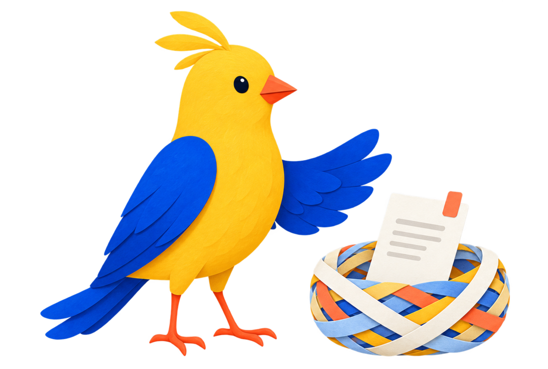The Corply Weaverbird beside a completed company record